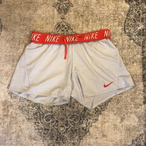 Nike DriFit Women’s Shorts Grey Pink Waist Band